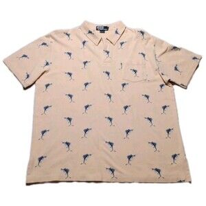 Vintage Polo Ralph Lauren Shirt Mens Large Yellow Marlin Fish Print Pocket